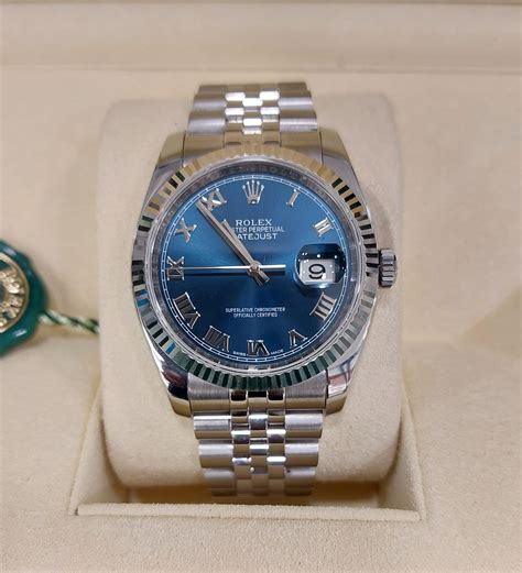 rolex datejust blu con brillanti sui numeri|Rolex Datejust 36 36mm Blue Dial Blu Numeri Romani Full Set .